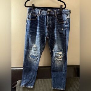 Men's Blue Distressed Jeans
